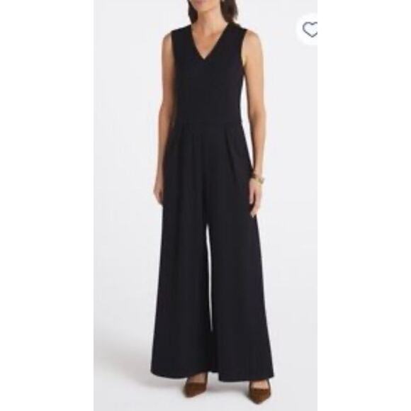 41 Hawthorn Sleeveless V-Neck Wide Leg Jumpsuit Black Women's Petite Size SP NWT - Picture 1 of 11